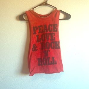 Peace, love & rock n roll cut off tank